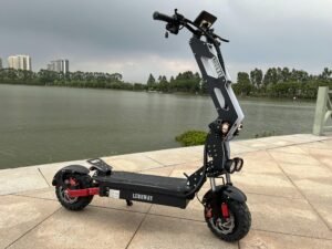 electric scooter with front and rear shock absorber